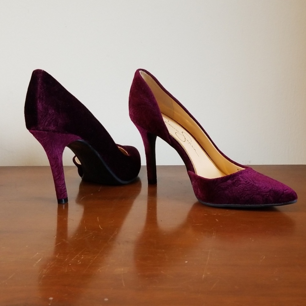 Jessica Simpson purple velvet point toe pump
